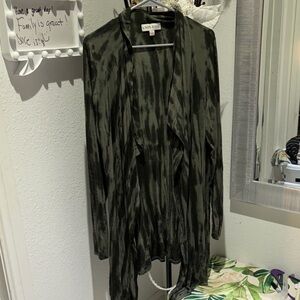 Knox Rose Olive Tie-Dye Open Cardigan